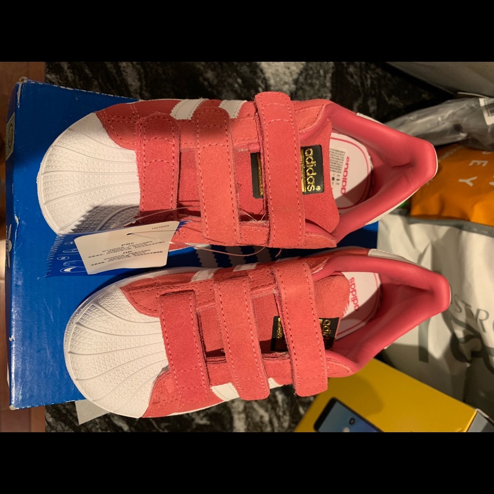 Girls Pink Suede Superstar Adidas